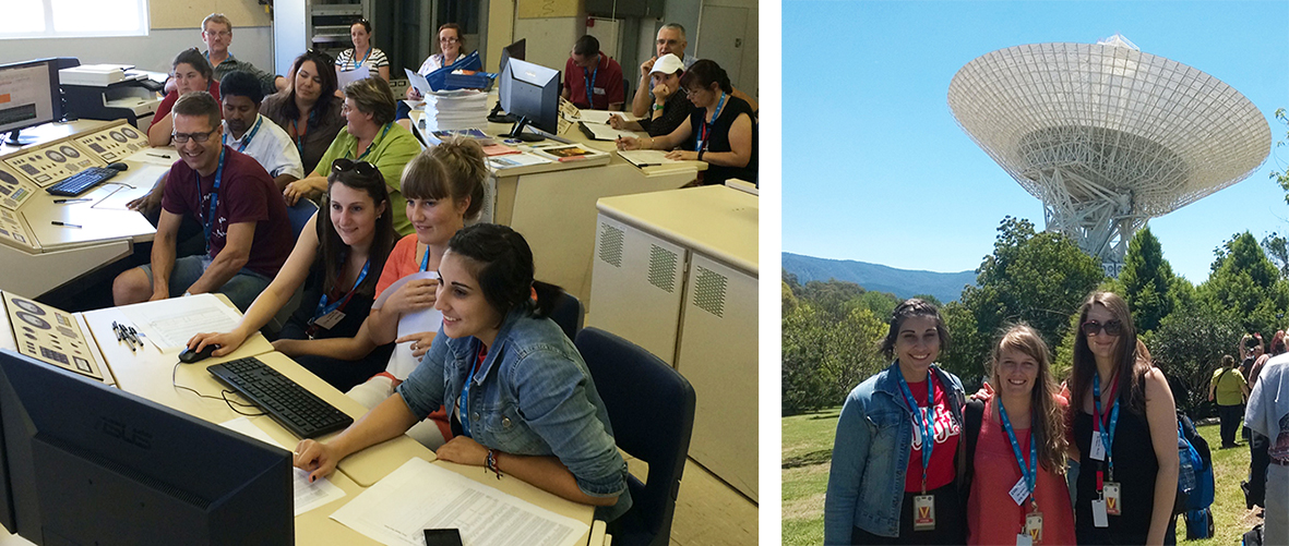 Driving "The Dish"; Mel, Gabby & Gemma outside Tidbinbilla